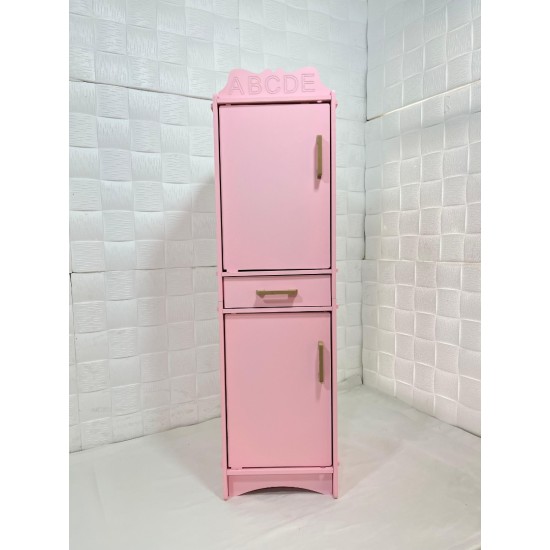Özka Hobi Ahşap ÖZKA CEKMECELİ PEMBE BOYALI OYUNCAK BUZDOLABI